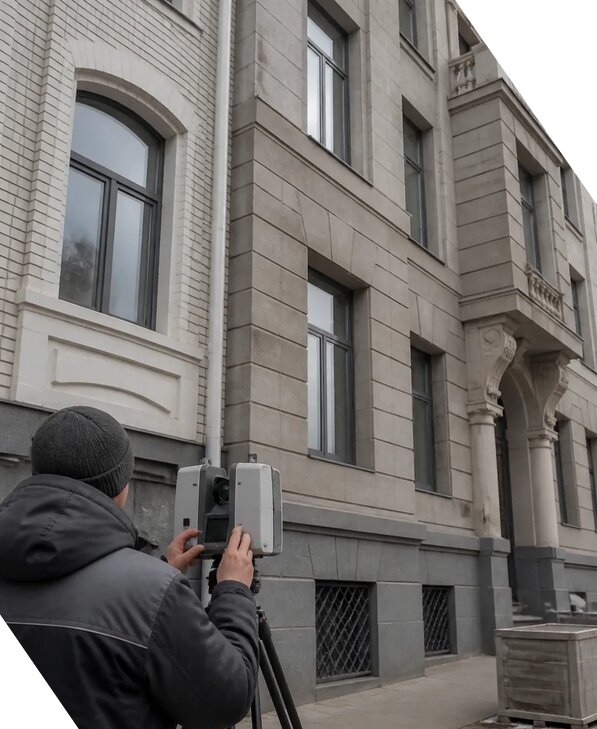 Лазерное сканирование фасадов зданий для обследования в Керчи